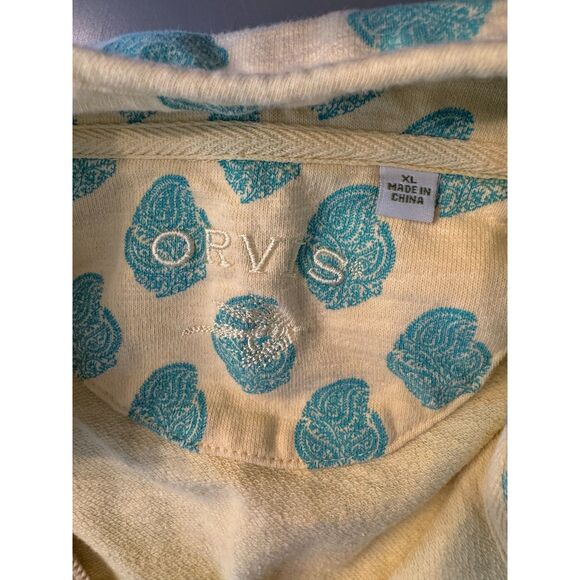 Gorgeous Orvis quarter zip pullover sweatshirt; yellow and green paisley XL - Picture 4 of 6